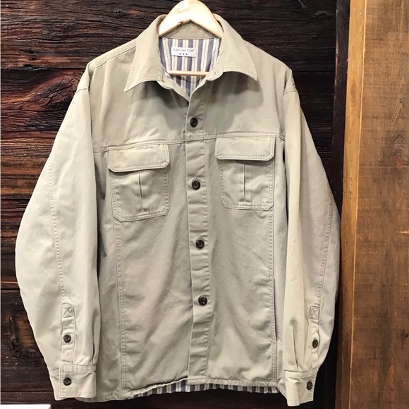 Vintage Mens Insulated Seersucker Shirt Jacket Size L Canvas Chore Barn Shacket - Picture 16 of 16